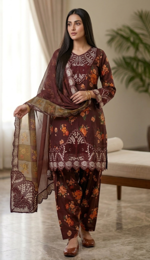 Embroidered Floral Luxury Lawn Suit
