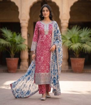 Magenta Rose Ethnic Ensemble Premium Lawn Collection