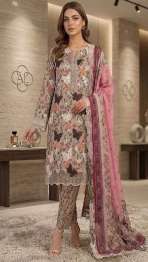 Luxury Embroidered Lawn Suit - Fzahar
