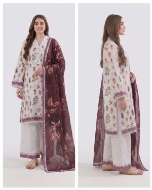 Luxury Stitched Lawn Ensemble