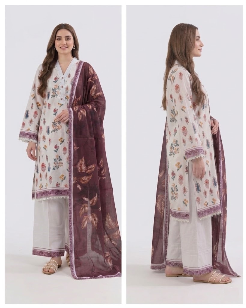 Luxury Stitched Lawn Ensemble